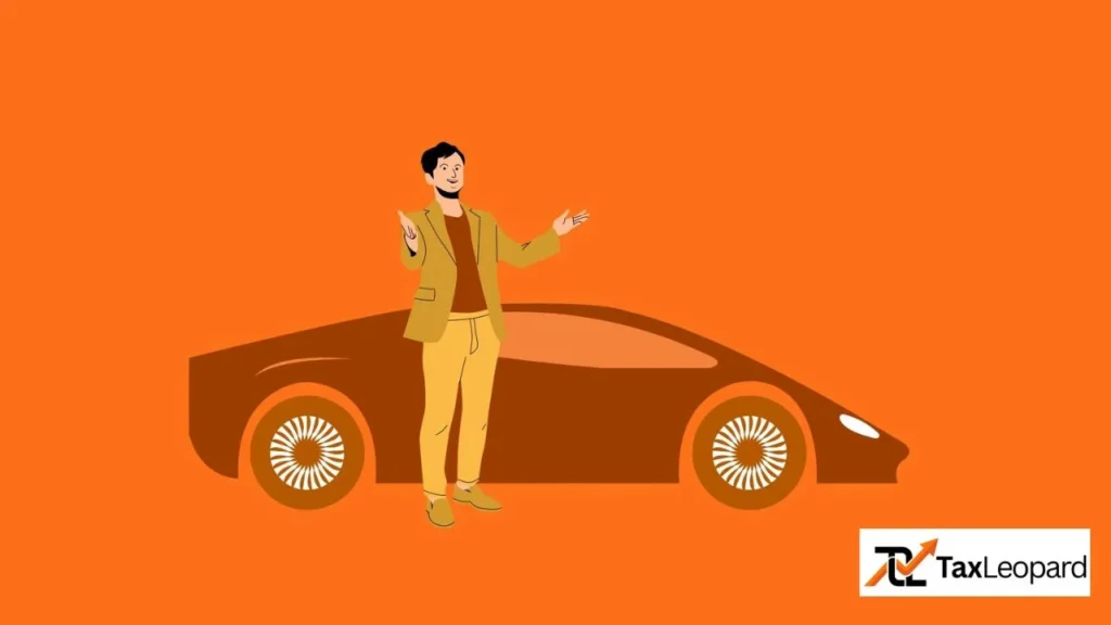 Person standing next to a supercar with orange background