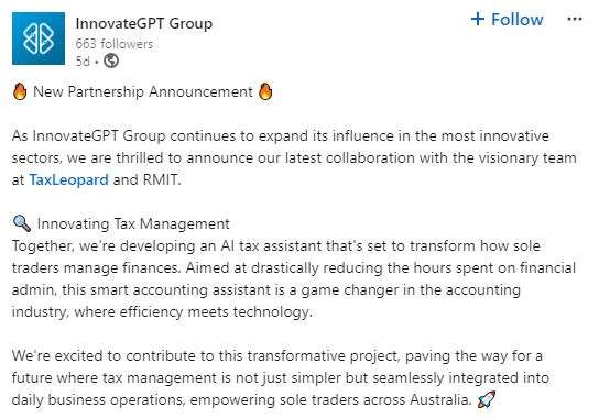 TaxLeopard collaboration with InnovateGPT